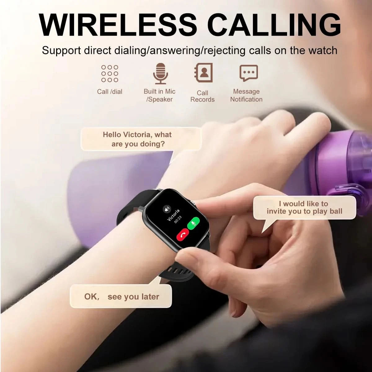 Smart watch, wireless calling /dial, multi -Sport mode,Suitable for men and women, sports watches,for iPhone/Andriod