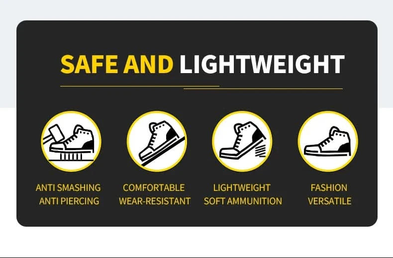 Men's Work Safety Shoes, Steel Toe Shoes, Puncture Resistant Impact Resistant Wear-resistant Outdoor Fashionable Sports Shoes