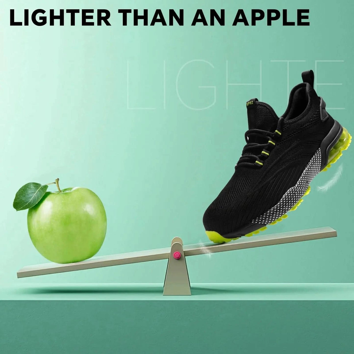 SPIEZ composite toe safety shoes, lightweight air cushion, men's work shoes in black and green - M & M Global