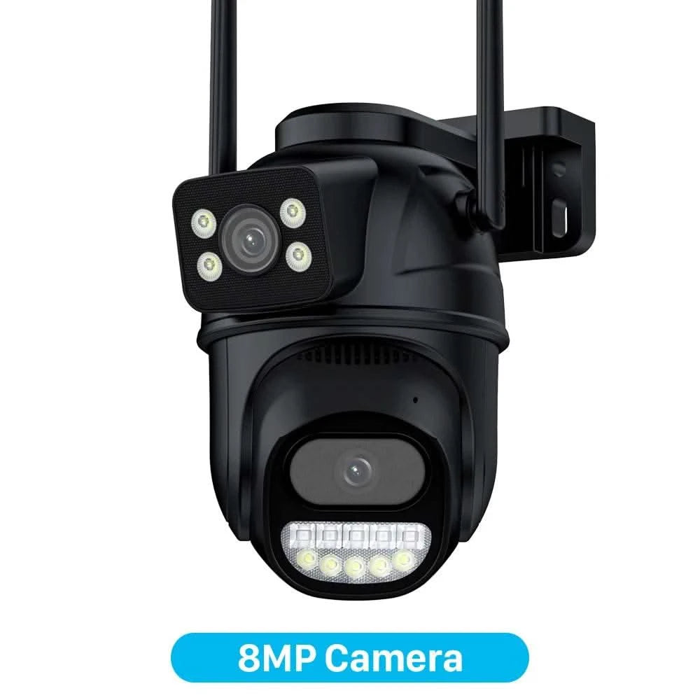 6K 12MP Outdoor Wifi Camera PTZ 8X Optical Zoom Three Lens Dual Screens Video Surveillance 8MP Dual Lens CCTV Security IP Camera - M & M Global