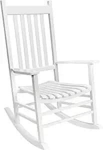 Outdoor Rocking Chair Set, Wood Porch Rocker, 2 Wooden Rocking Chair With Outdoor Side Table, Perfect for Indoor or Outdoor, All
