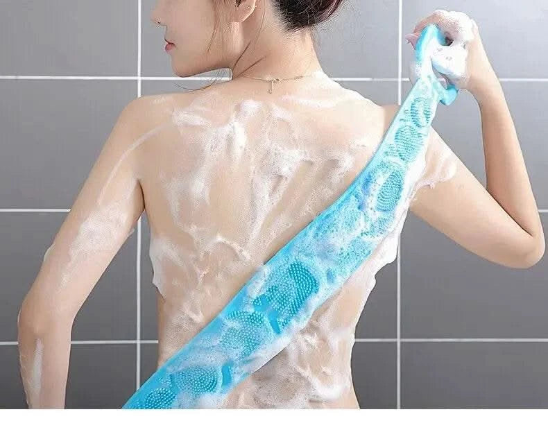 Body Sponge Silicone Brushes Bath Towels Scrubber Rubbing Back Peeling Massage Shower Belt Extended Skin Clean Brushes - M & M Global