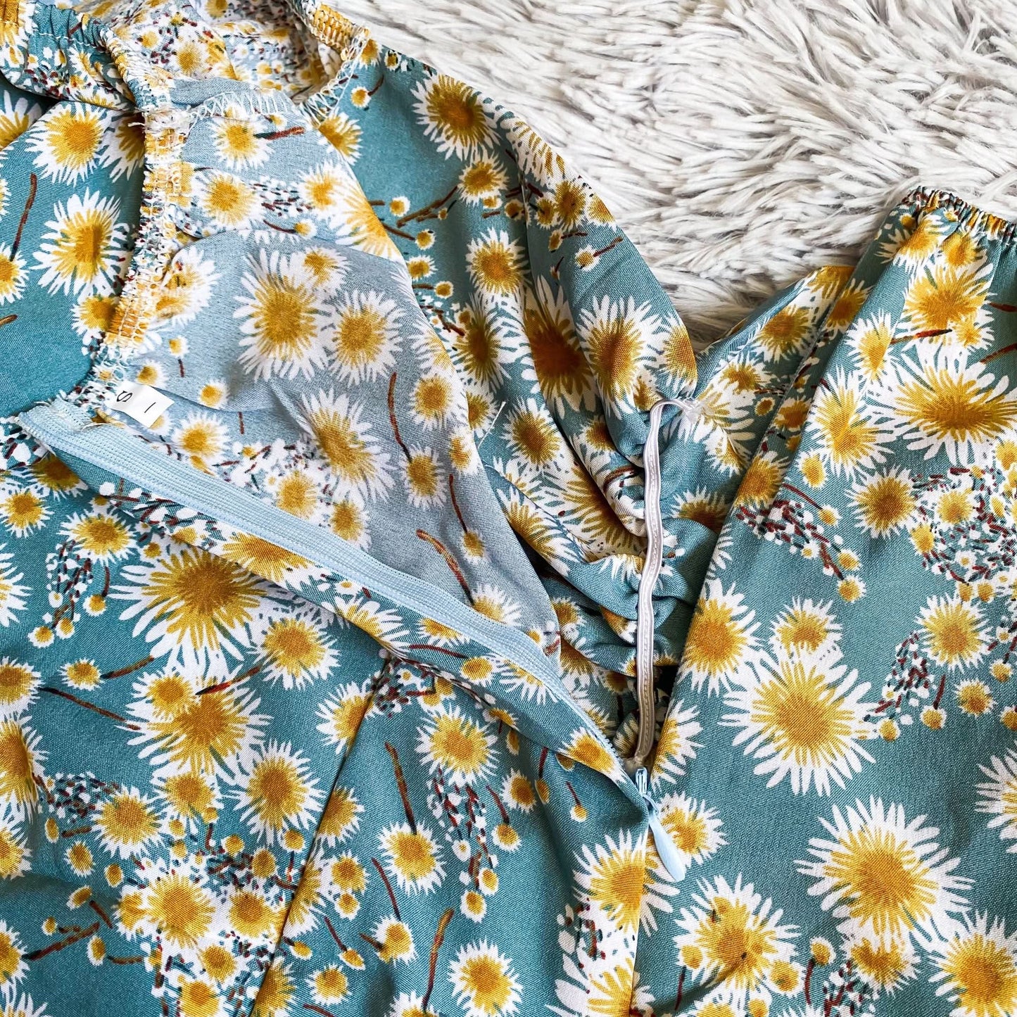 Women Mini Dresses Summer Fashion Female Vestidos Print Floral Chiffon Dresses Shirring Pleated Short Puffy Sleeve Casual Dress - M & M Global
