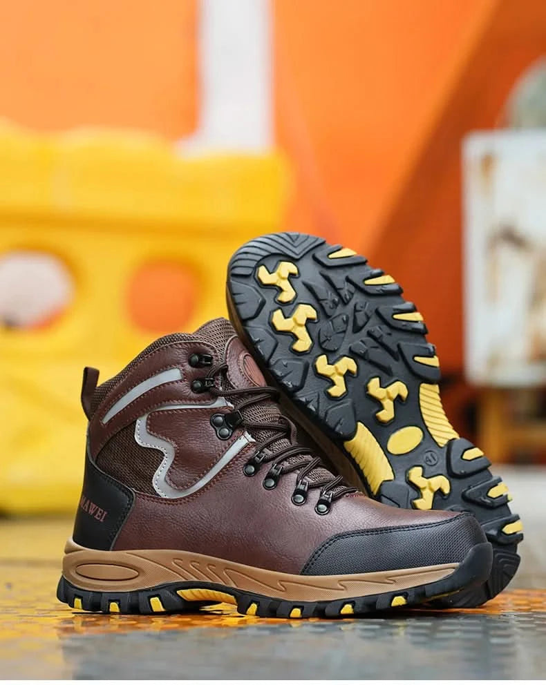 Widen Safety Boots Men Work Indestructible Shoes Climbing Boots Steel Toe Protective Boots Anti-smash Anti-puncture Safety Shoes