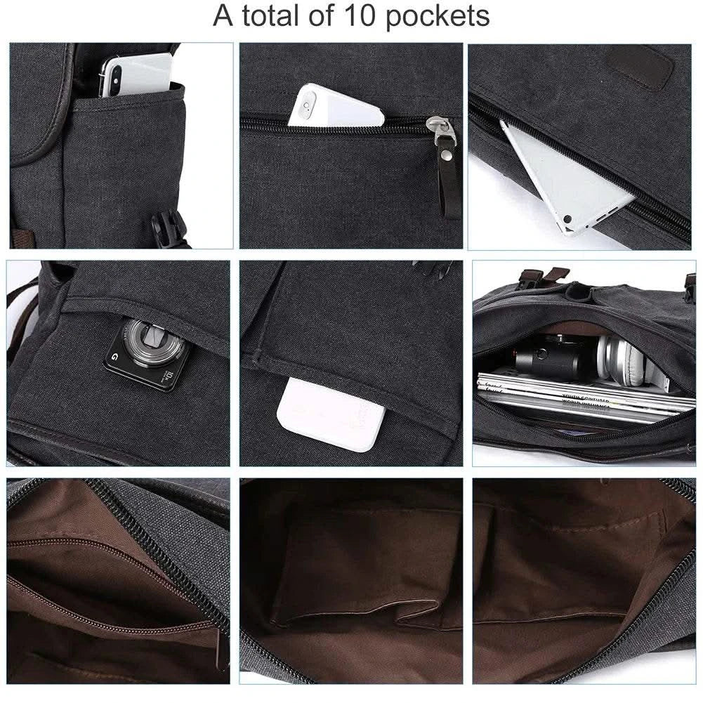 Classic Men Shoulder Bag Men's New Canvas Messenger Bag Outdoor Leisure Travel Multi Pockets Satchel Handbags Men's Designer Bag - M & M Global