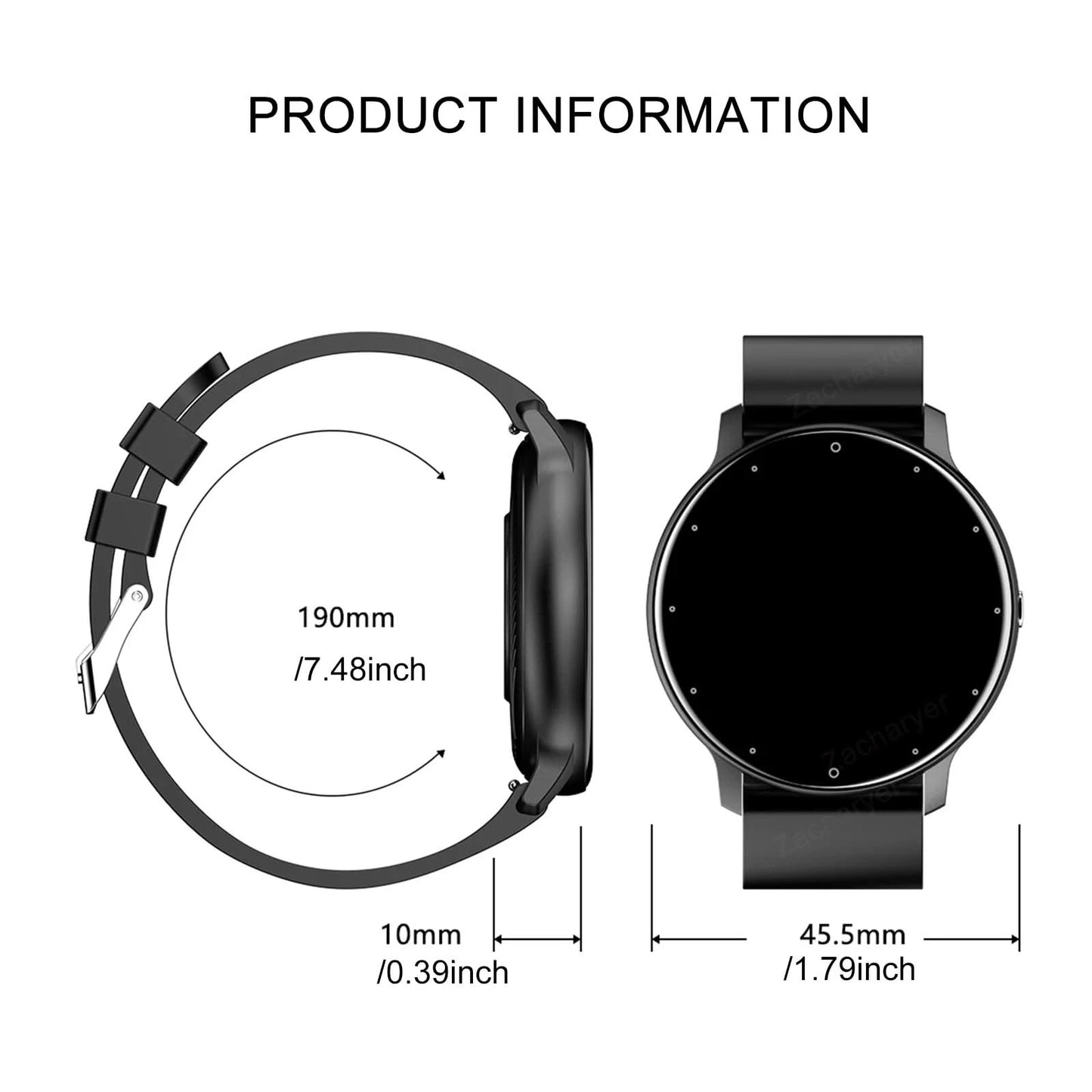 Smart watch with full touch screen, call, message reminder and other functions, compatible with iPhone/Android phones
