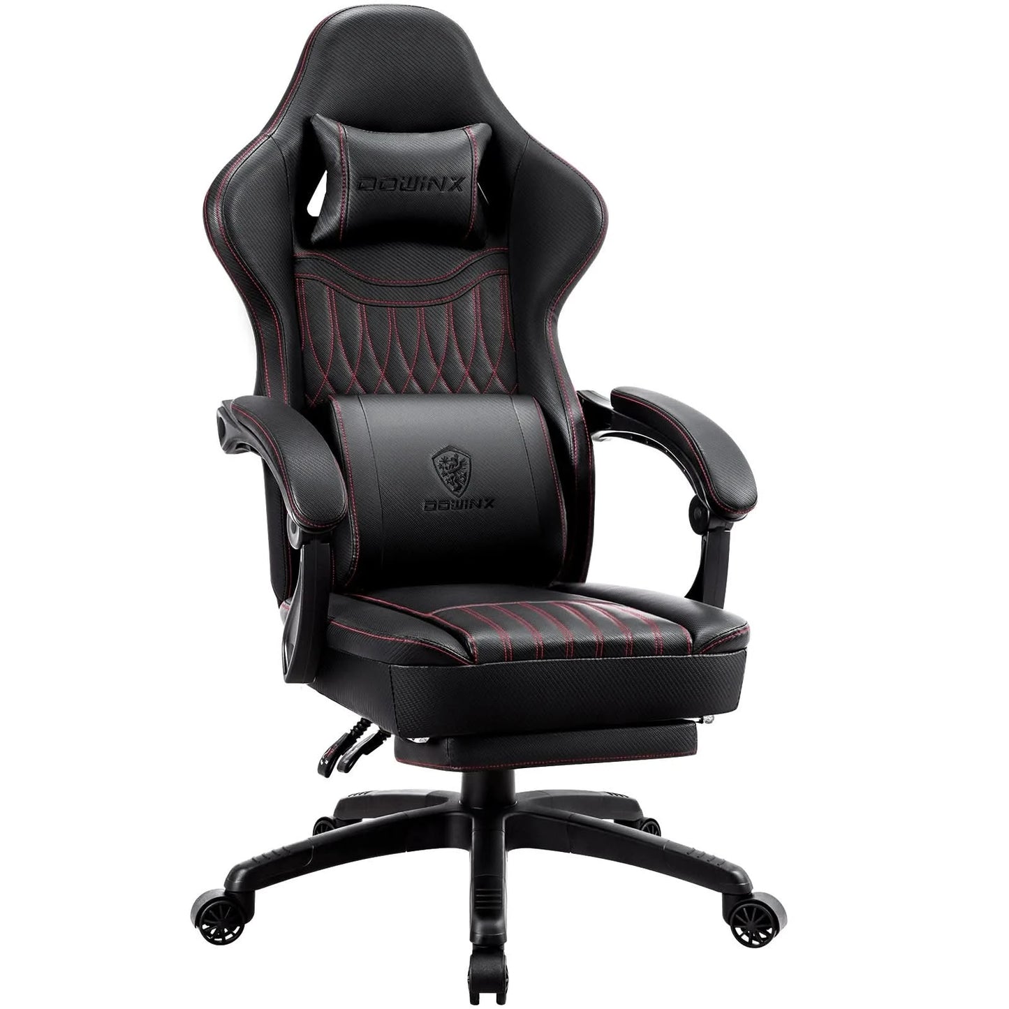 Dowinx Gaming Chair Breathable PU Leather Gamer Chair with Pocket Spring Cushion, Ergonomic Computer Chair with Lumbar Support