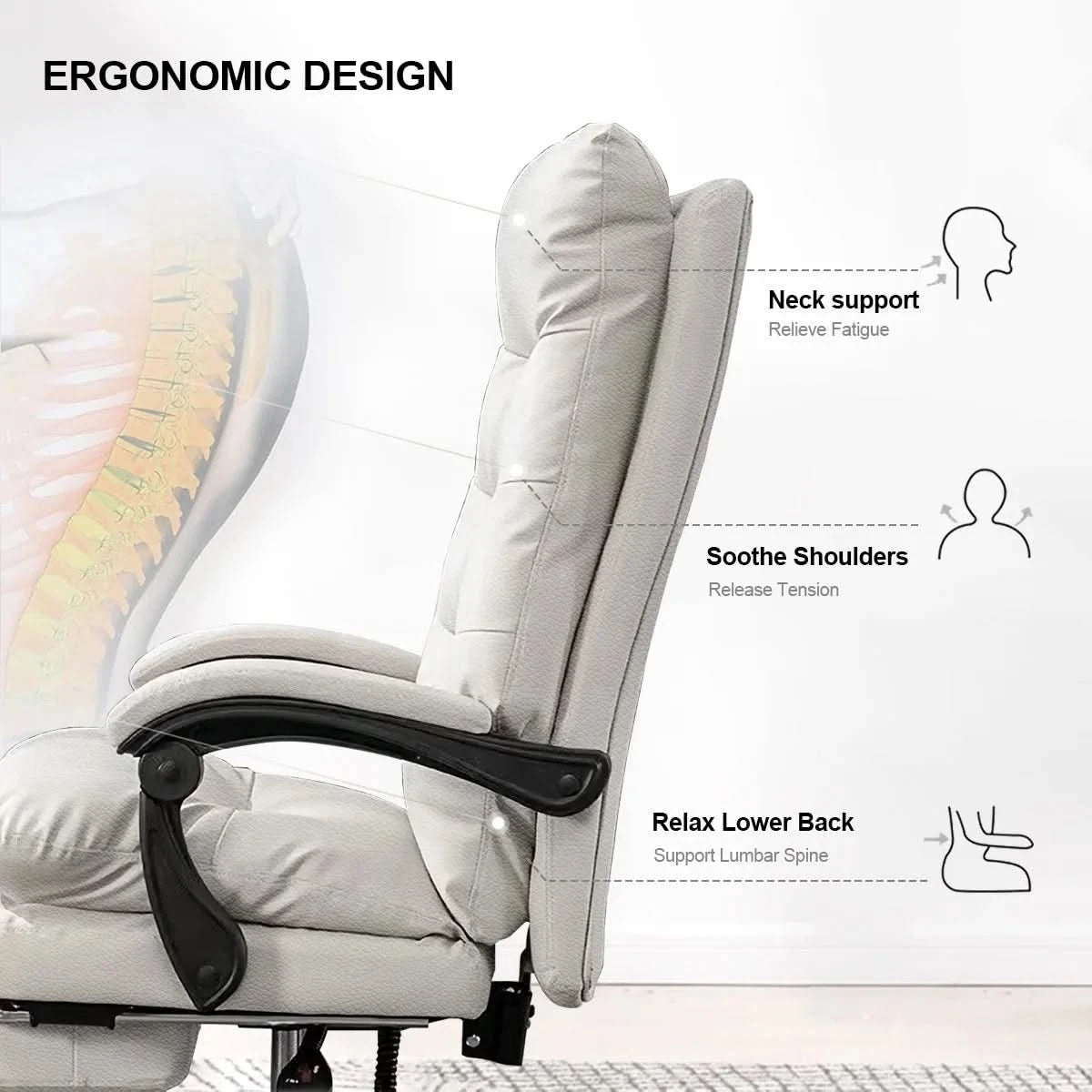 Comfortable Office Chair High Back Executive Desk Chair Leather Computer Gaming Chair Swivel Office Chairs with Footrest