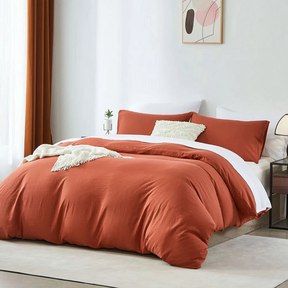 Boho Duvet Cover – All Season Soft Bedding Set, Solid Color Chic Duvet Cover for Twin, Full, Queen, King – Lightweight Bohemian Style Bedroom Decor