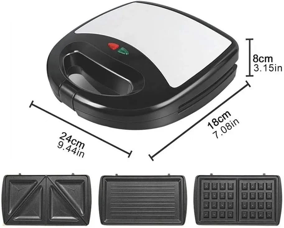 Waffle maker , 3-in-1 Waffle Machine sandwich maker waffle maker heating electric baking pan steak machine Panini breakfast mach - M & M Global