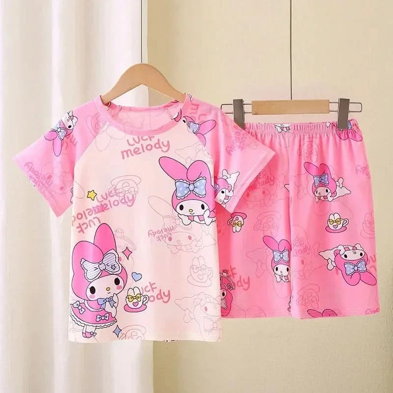Saniro Hello Kitty Clothes Set Short Sleeve 2pcs Tshirt+Short 1 2 3 Years Old Summer New Clothing Girls Casual Loose - M & M Global