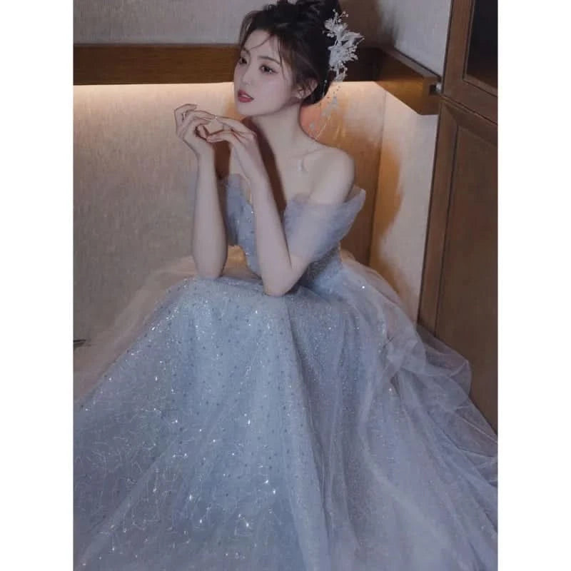 Y2k Evening Dresses Women's 2025 New Summer Banquet Long Dress Slim Sexy Light Luxury Art Test Host Adult Birthday Party Dress - M & M Global