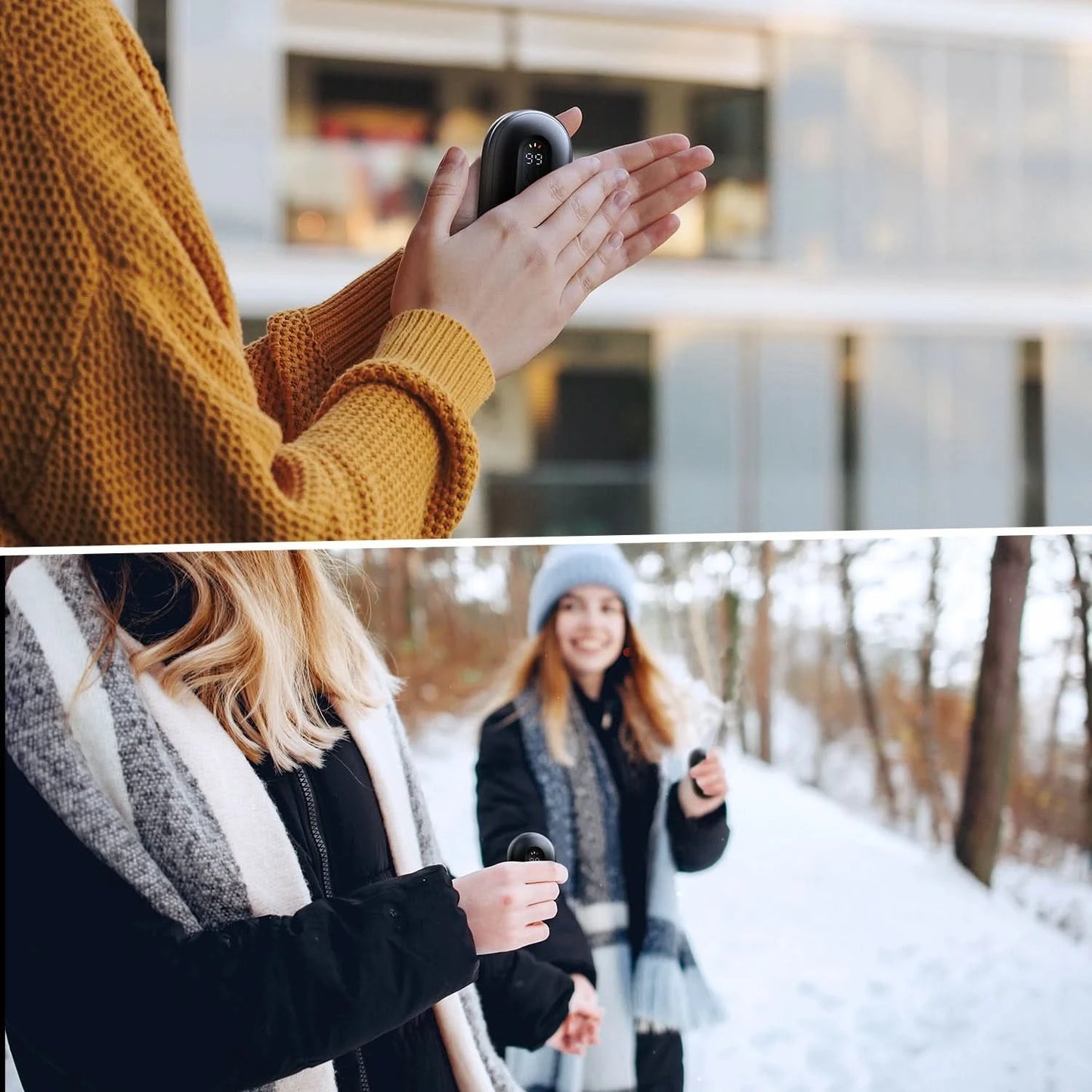 Hand Warmers Rechargeable 2 Pack Magnetic Electric Hand Warmer with Digital Display Portable Pocket Heater Warm Christmas Gift - M & M Global