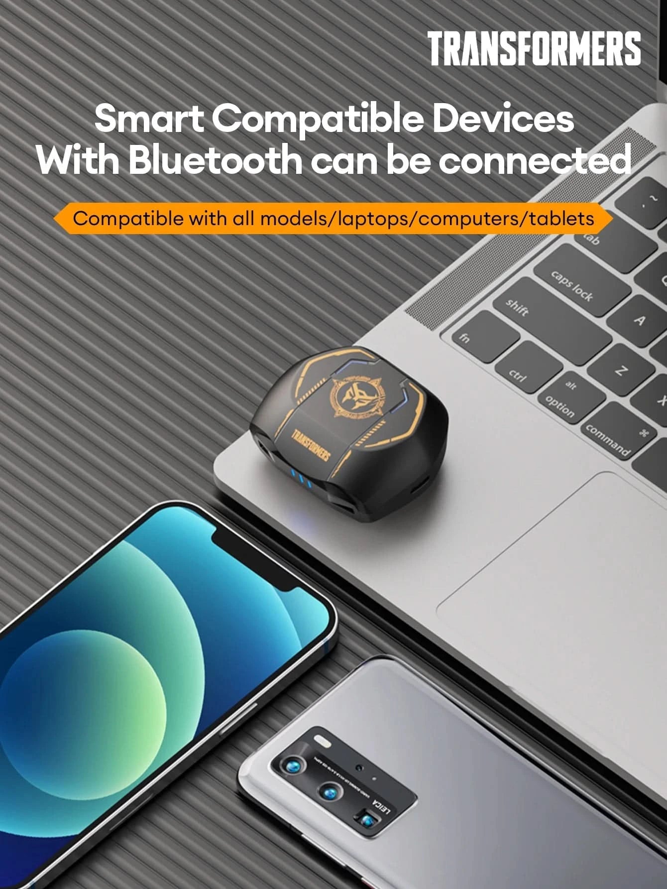 Ship From US Transformers TF-T06 Bluetooth Earphones Gaming Headset Low Latency with Mic Headphones HD Call Wireless Earbuds