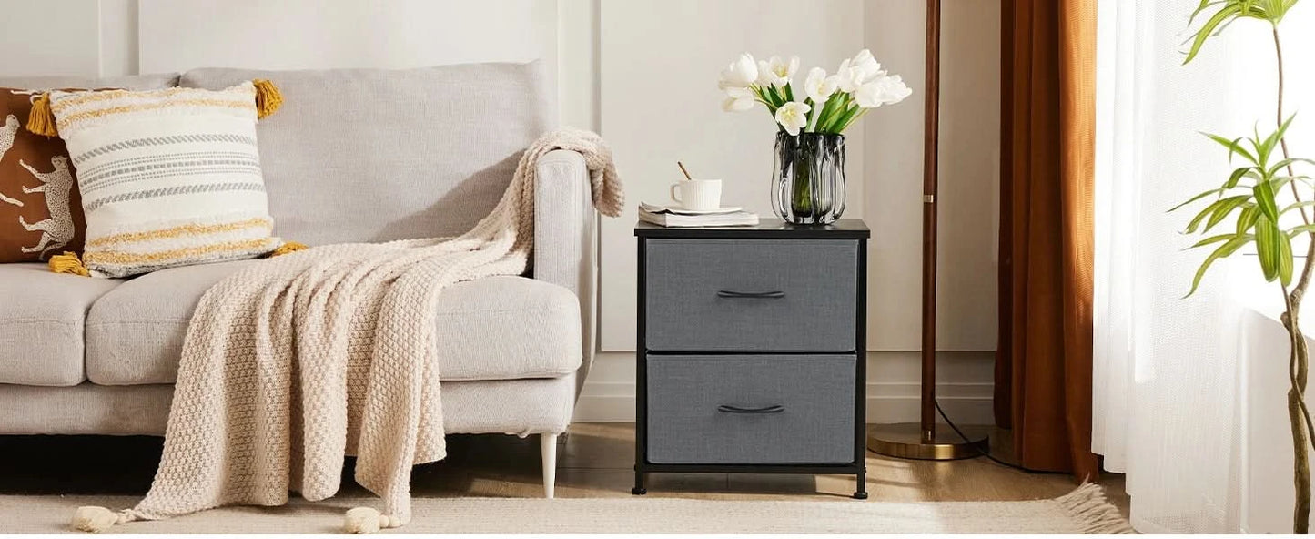 JHK Cabinet For Living Room With 2 Fabric Drawers Beside Nightstand Tables Storage Closet Chest Clothes Display Of Furniture