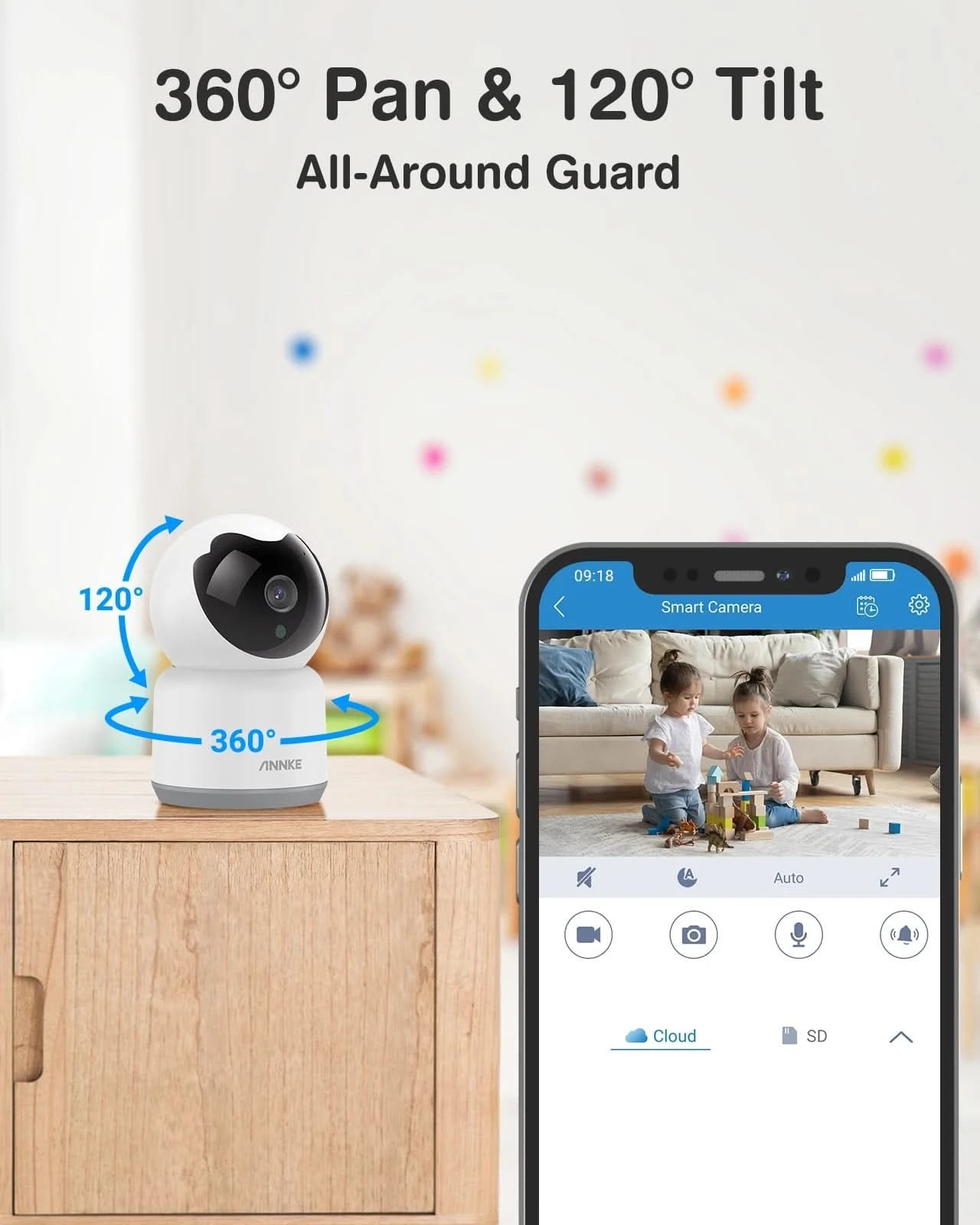 Annke 3MP Wifi IP Camera Indoor AI Human Detect Wireless Camera H.264+ P2P Audio Security CCTV Surveillance Camera Baby Monitor