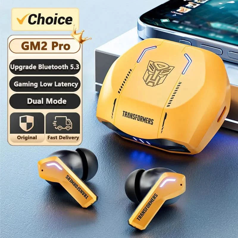 Ship From US Transformers TF-T06 Bluetooth Earphones Gaming Headset Low Latency with Mic Headphones HD Call Wireless Earbuds