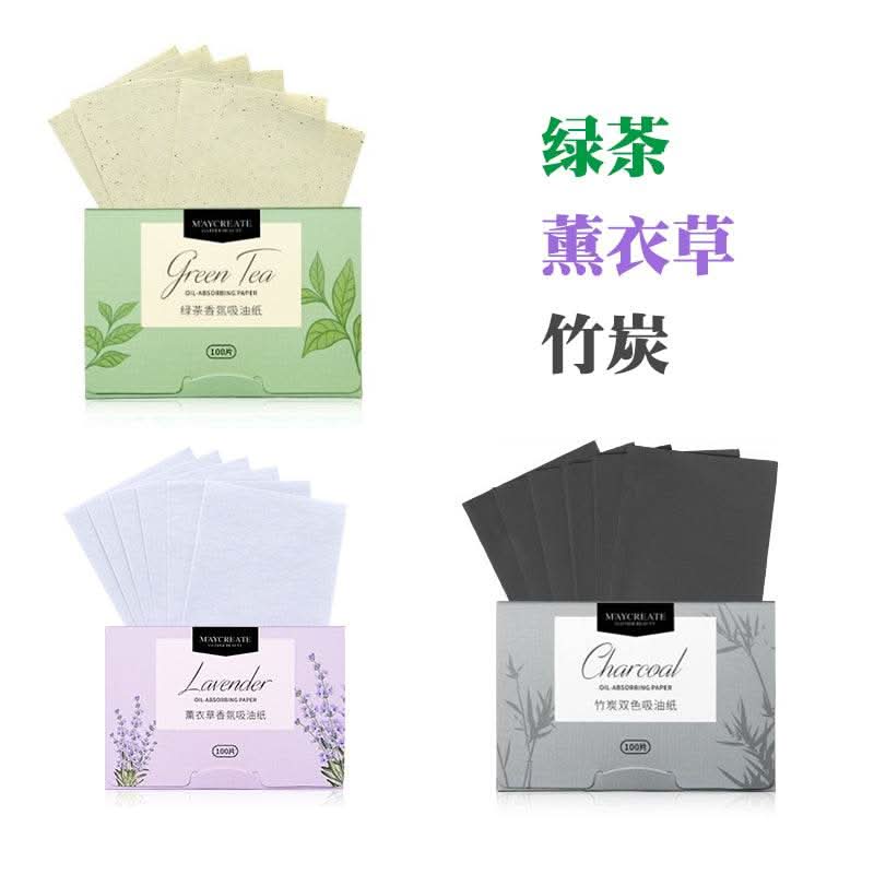 300pcs/box Portable Facial Oil-Absorbing Papers Oil Blotting Sheets Oil Control Face Skin Care Tools for Men and Women Green Tea - M & M Global