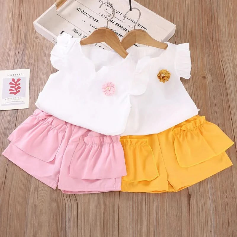 New Summer Fashion Baby Clothes Suit Children Girls Vest Shorts 2Pcs/Sets Toddler Clothing Infant Casual Costume Kids Tracksuits - M & M Global