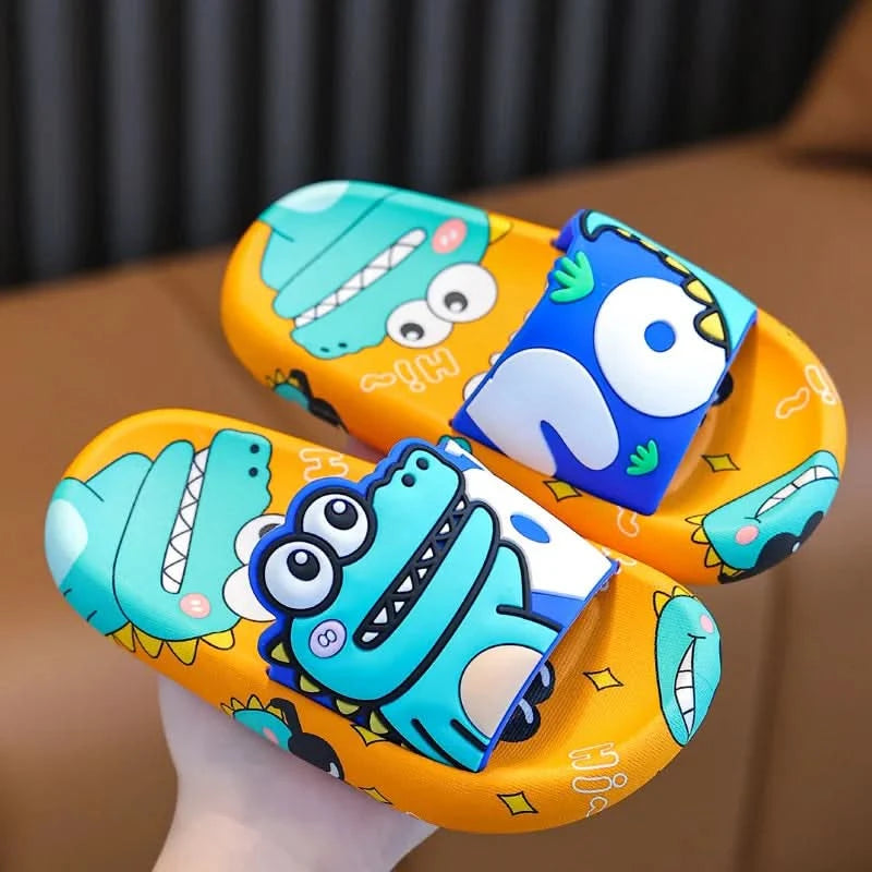Cartoon Dinosaur Children Slippers Boy Girls Casual Shoes Flat Beach Water Shoes Indoor Soft Kids Cute Flip Flops for Boy Girl - M & M Global