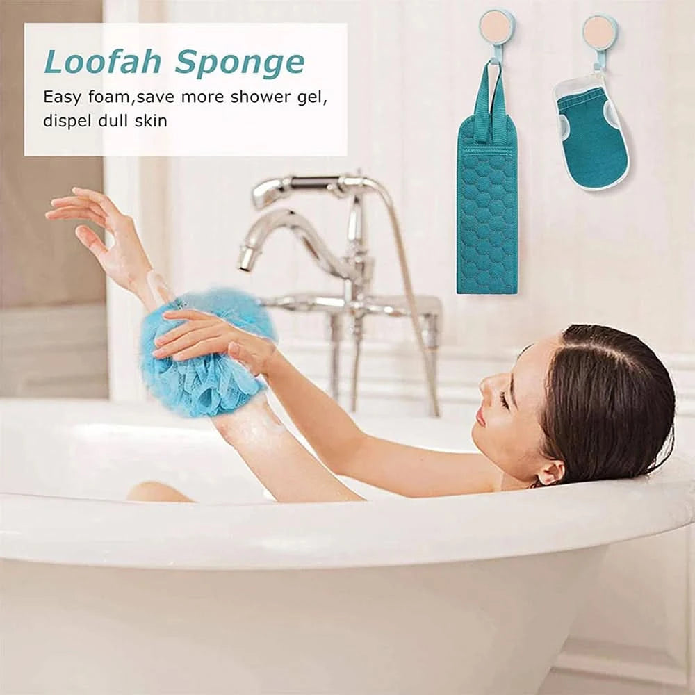 Exfoliating Body Scrubber Set - Includes Back Scrubber, Bath Glove And Shower Bath Sponge Loofah - M & M Global