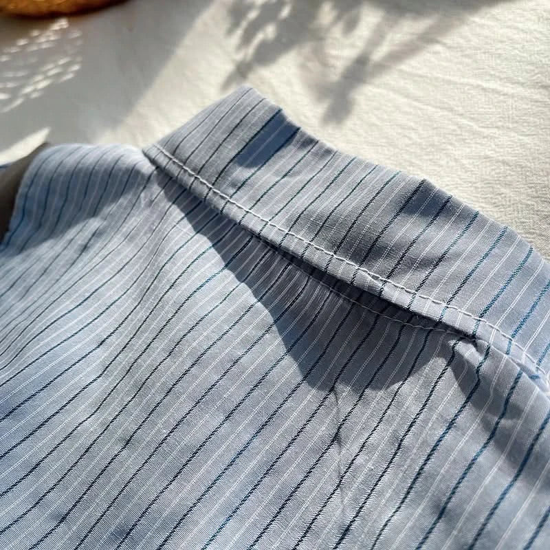 Fashion Clothes Summer Kids Boys Girls Causal Strips Shirt Shorts 2Pcs/Set With Tie Toddler Baby Clothing Infant 0-5 Years - M & M Global