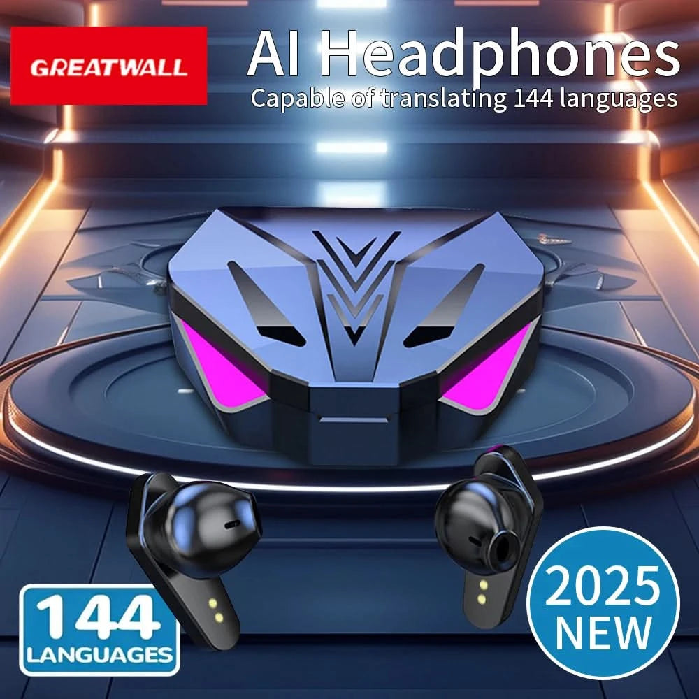 GreatWall Translation Earphones with Digital Battery Display, Built in Microphone for High Definition Call, Long Battery Life