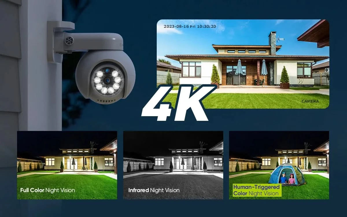 Sannce 4K POE Camera H.265 Human Detection Smart Tracking Full color Onvif 8MP IP Security Camera Protect For Video Surveillance