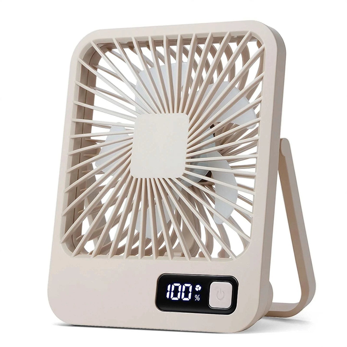 Desk Fan, Portable USB Rechargeable Fan, 180° Tilt Folding Personal Fan With Power Display, 5 Speeds Ultra Quiet Table Fan - M & M Global