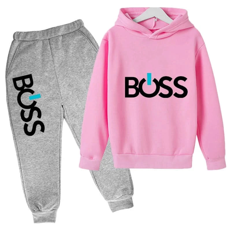 Spring Autumn Boys Girls Casual Fashion Print Pullover Long Sleeve Hoodie Tops+Pants Tracksuit 4-14 Years Children's Clothes - M & M Global
