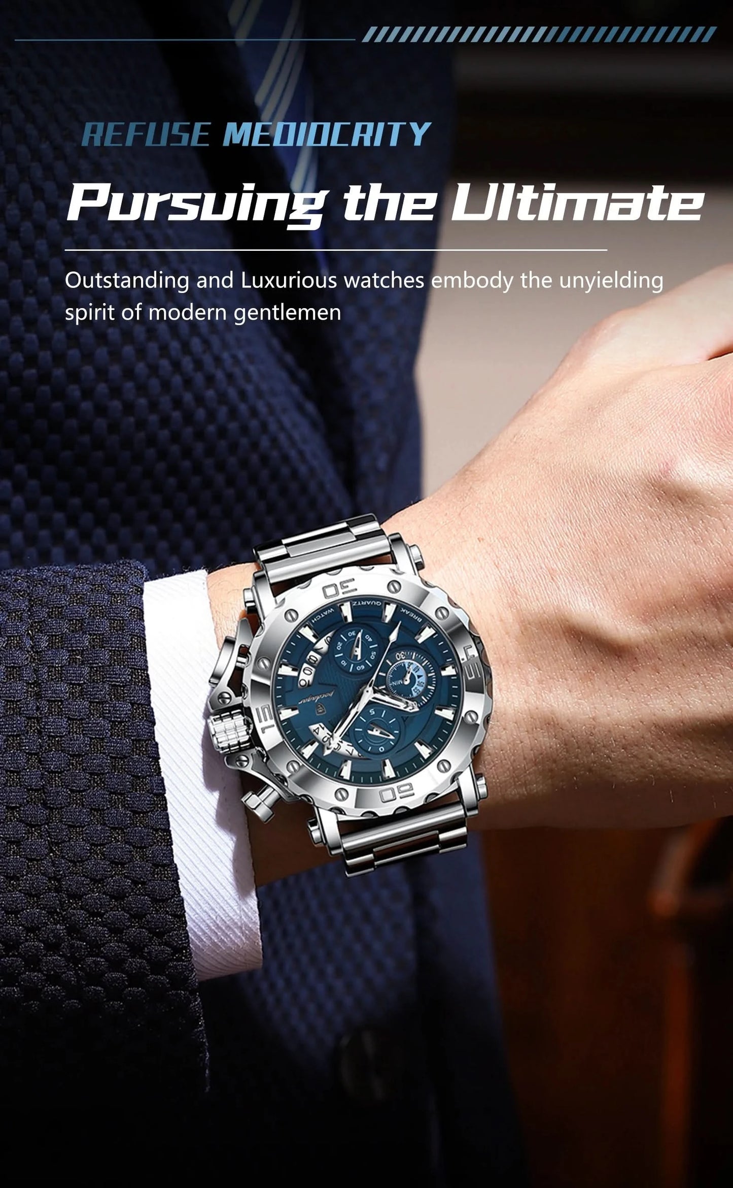 POEDAGAR Luxury Watch For Men Calendar Luminous Waterproof Man Clock Male Chronograph Stainless Steel Men's Quartz Watches Reloj - M & M Global