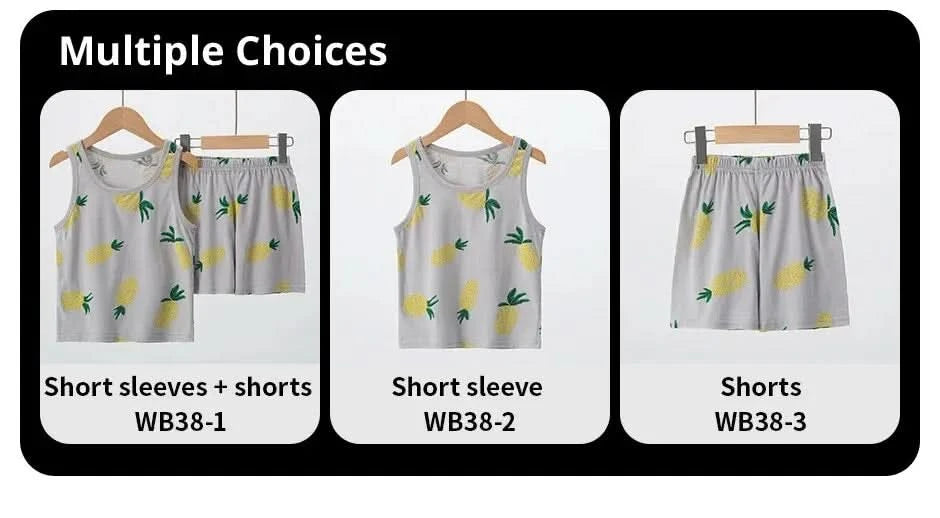 Summer CHILDREN'S Cotton Vest Set Cute Pineapple Boys and Girls Sports Casual Clothes - M & M Global