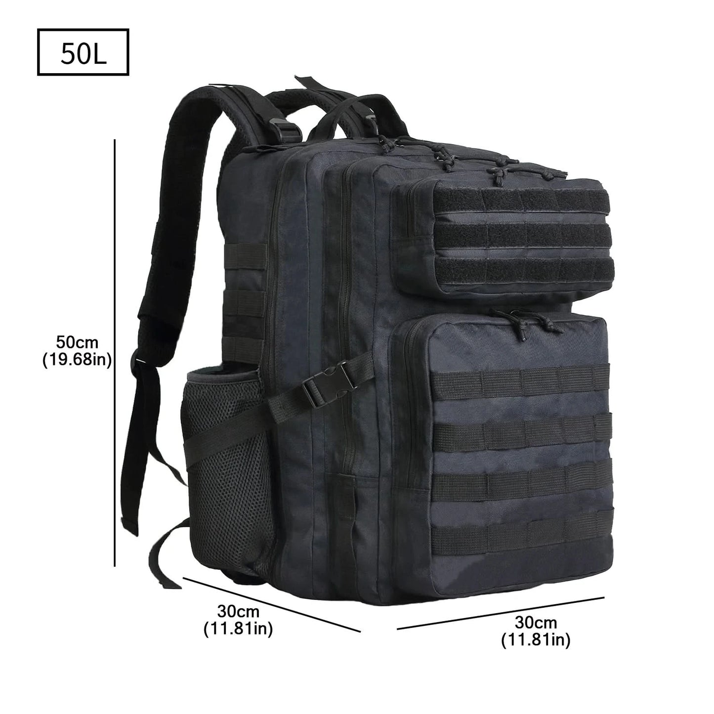 SYZM 35L/50L Tactical Backpack Hiking Rucksack MOLLE Backpack for Men Women Outdoor Fishing Camping Bag with Bottle Holder - M & M Global