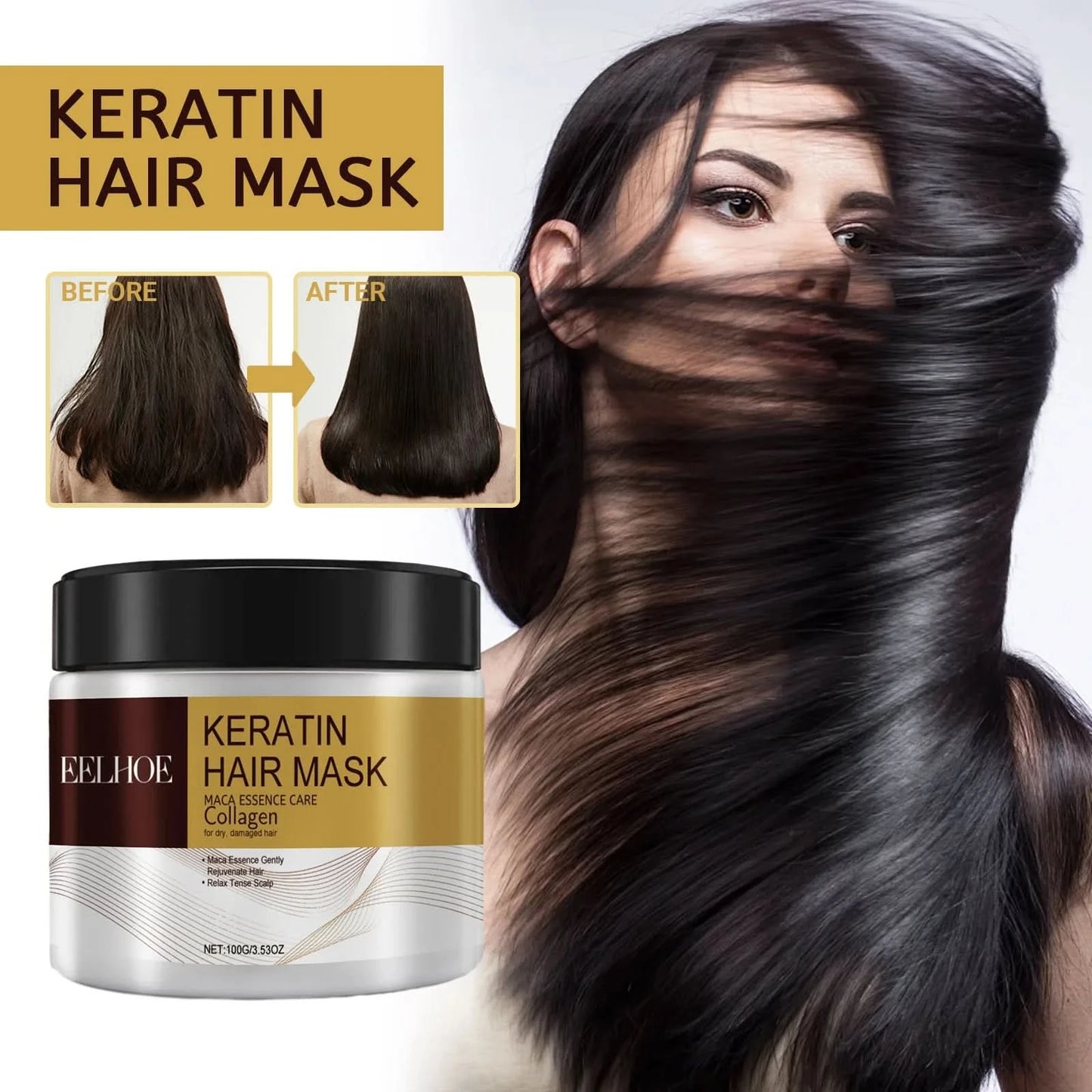 Hair Mask Deeply Moisturizes Hair, Improves Hair Quality, Quickly Repairs Damaged Hair And Prevents Split Ends And Hair Loss - M & M Global