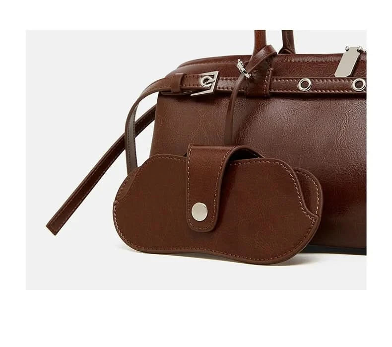 Genuine Leather Women's Baguette Bag Niche Retro Motorcycle Trend Cool belt Handbag New Luxury Design Shoulder Underarm Bag - M & M Global