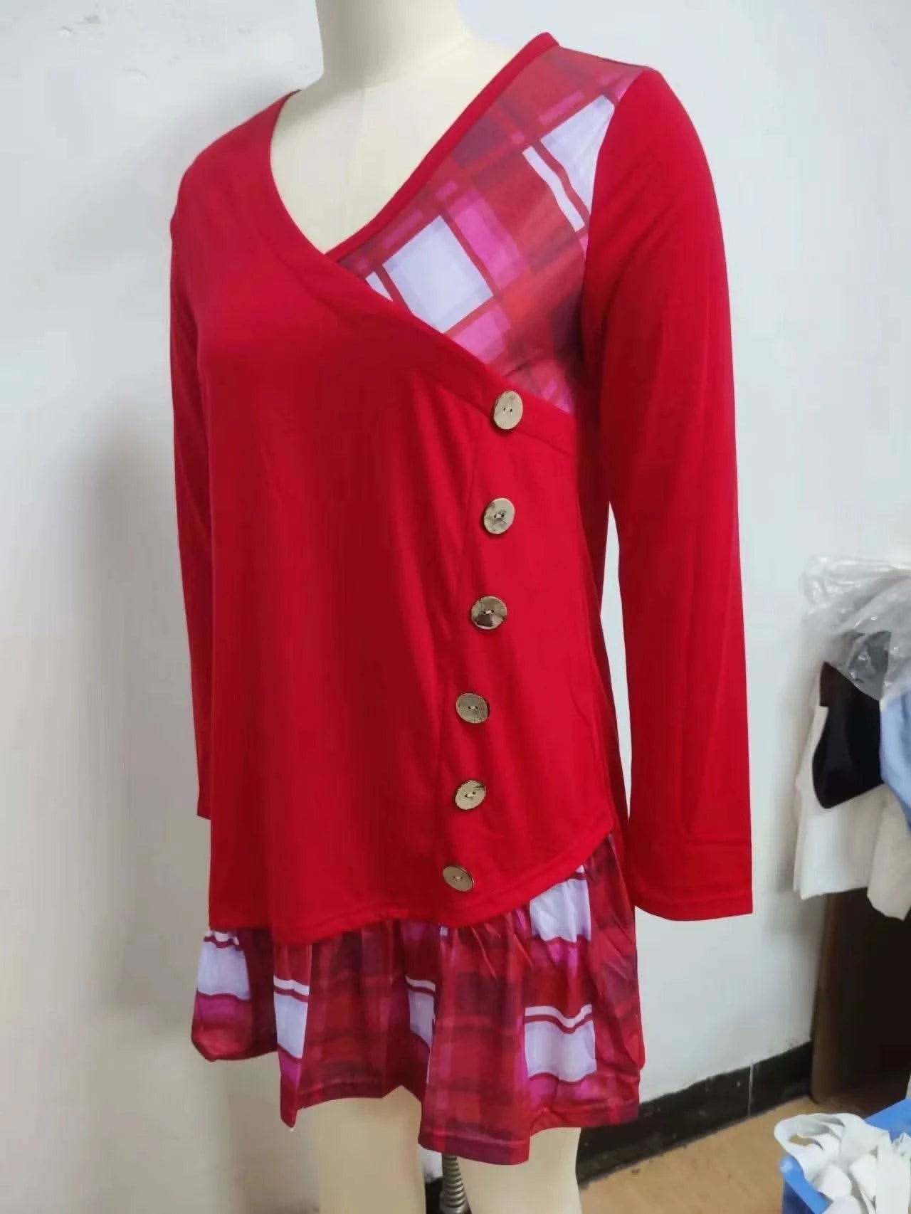 Dresses for Women European and American autumn and Winter Elegant Everyday Loose Party Dress Buttons Long Sleeve Dress - M & M Global