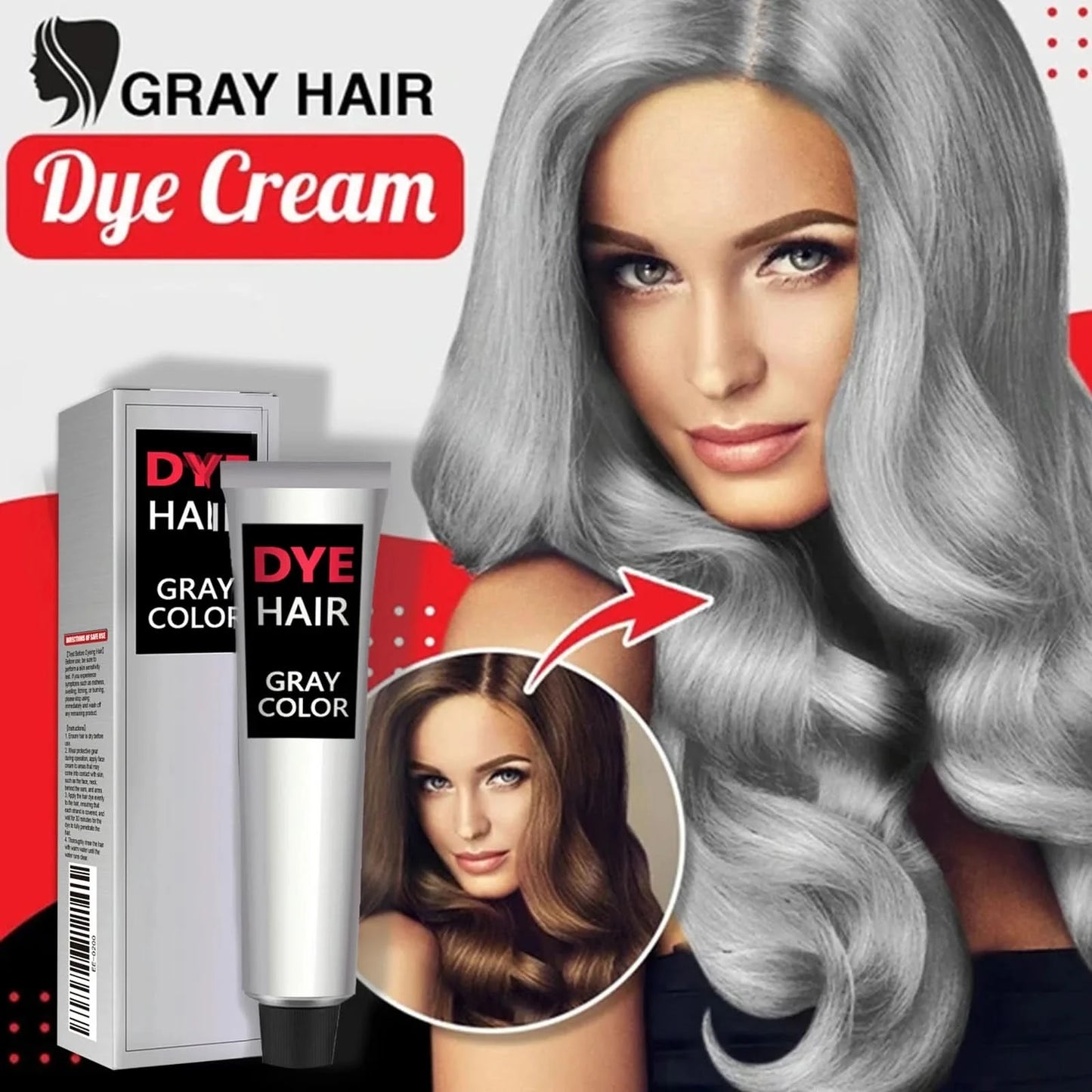 Permanent Hair Dye Gray Colors Punk Style Salon Light Grey Silver Long Lasting Unisex Styling Root Coverage Hair Dye Cream 100ml - M & M Global