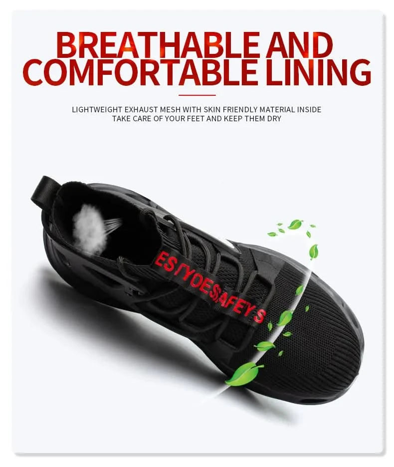 Steel Toe Shoes for Men Work Boots Lightweight Sneakers Indestructible Boots Anti-smash Anti-Punctur Construction Safety Shoes