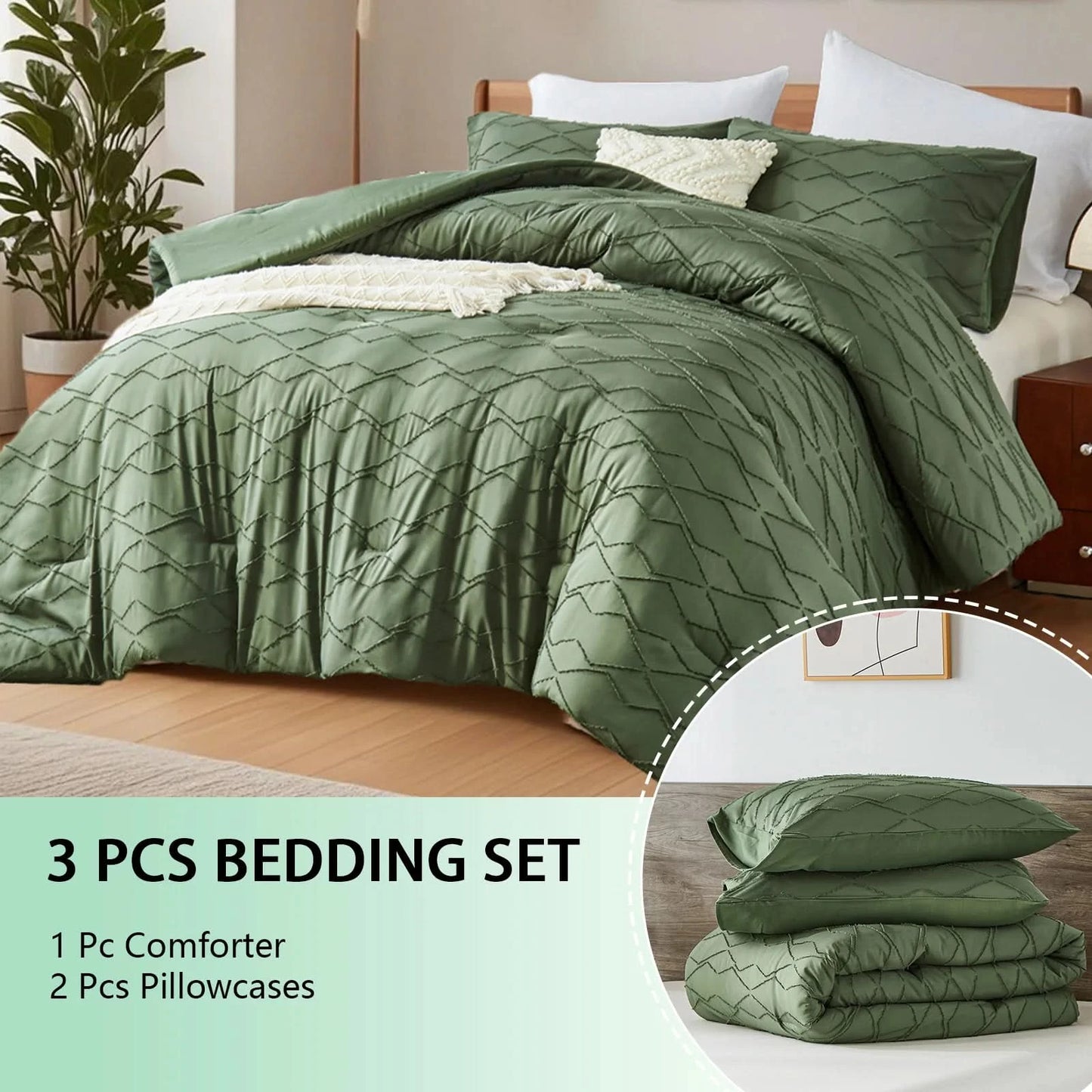 solid color cut flower craft Comforter sets, breathable, 100% microfiber, 1 quilt + 2 pillows, all seasons, machine washable.