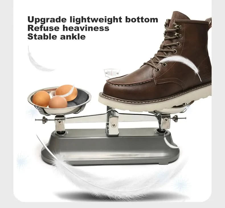 Two layer cowhide high top anti-smash anti-puncture breathable fashion labour insurance shoes