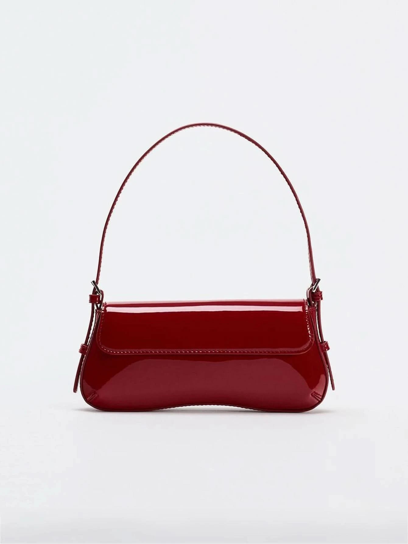 Red Baguette Underarm Bag New Fall 2024 Fashion simple commuter clamshell vintage shoulder bag - M & M Global