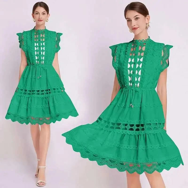 JAMERARY Designer New Summer Holiday White Embroidery Cotton Long Dress Women Sleeveless Midi Prom Evening Dresses Party Robe - M & M Global
