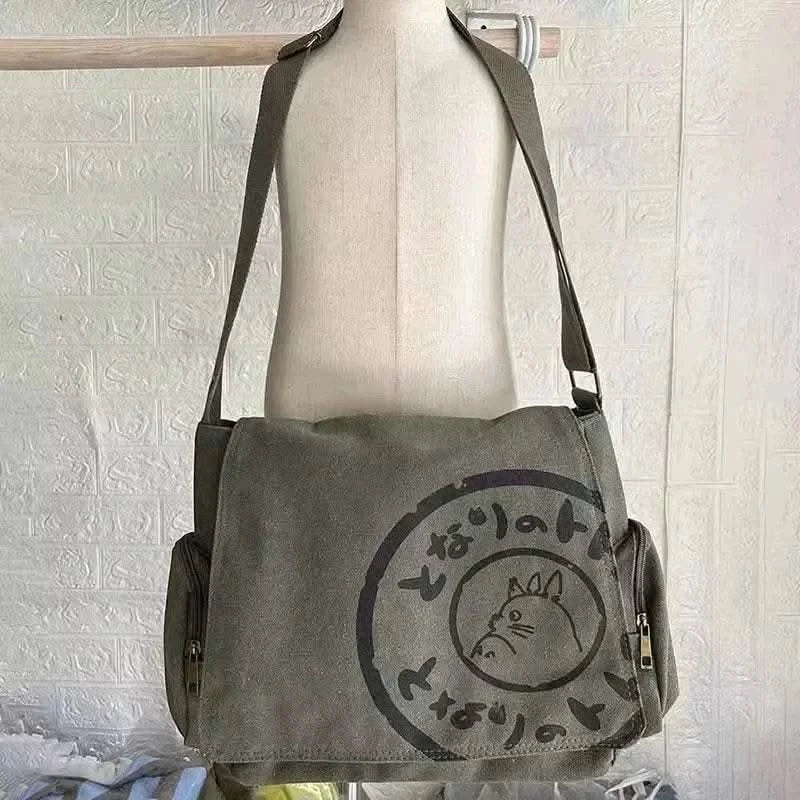 Canvas Messenger Handbag Simple Large Capacity Artistic Washed Women Oblique Straddle Canvas Bag Leisure Shopping Women Handbag - M & M Global