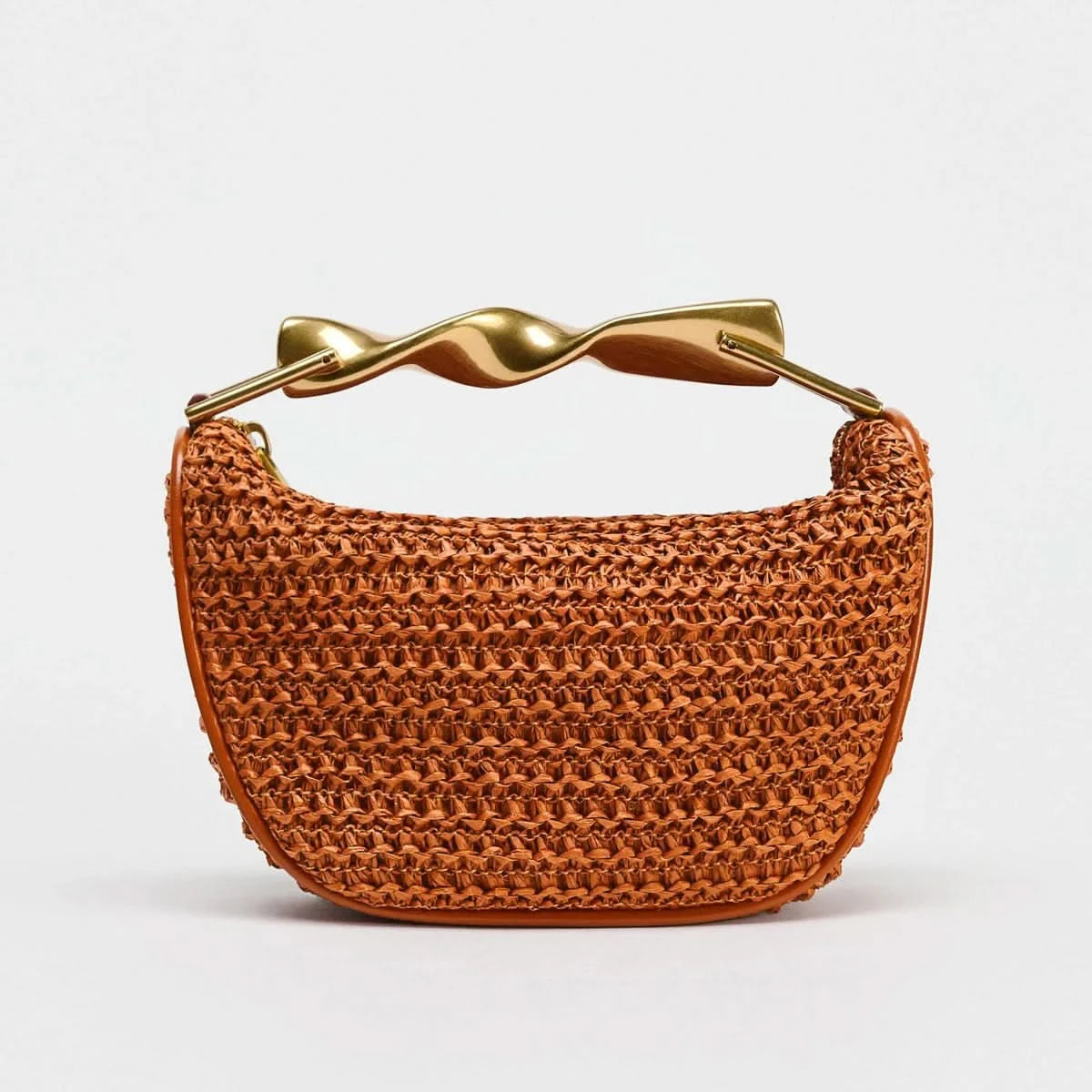 Metal handle Mini Crossbody zipper Braided bag Beach braided adjustable shoulder strap - M & M Global