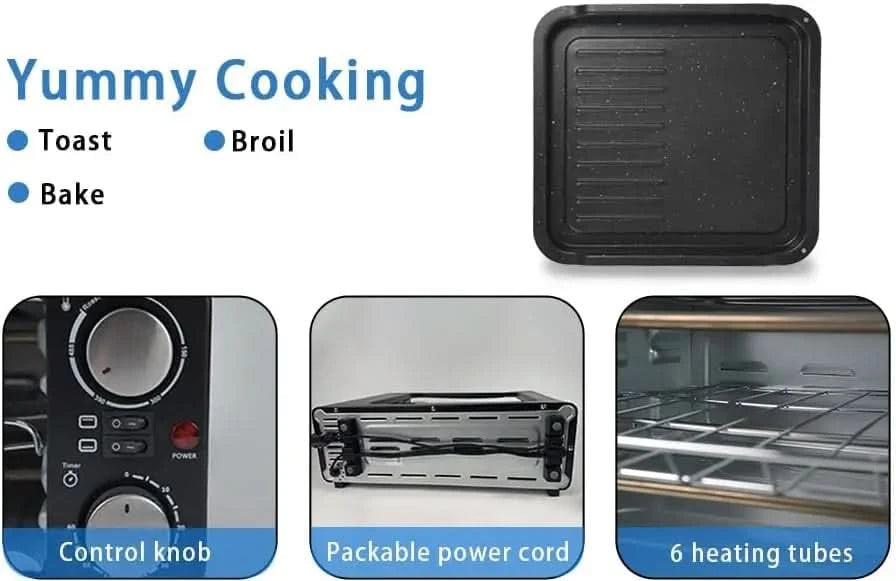 2-in-1 Breakfast Station, Non-Stick Griddle and 6-Slice Toaster Oven, Electric Pizza Oven Commercial Pizza Maker Countertop Pizz - M & M Global