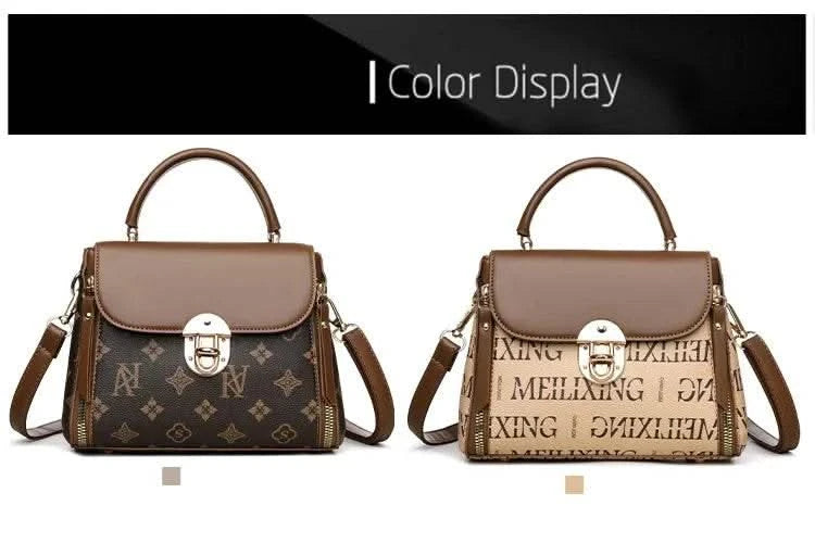 Bags for Women, Printed Fashionable Hand-Held Locks, Commuting Small Square Bag, Fashionable and Versatile Shoulder Crossbody Ba - M & M Global