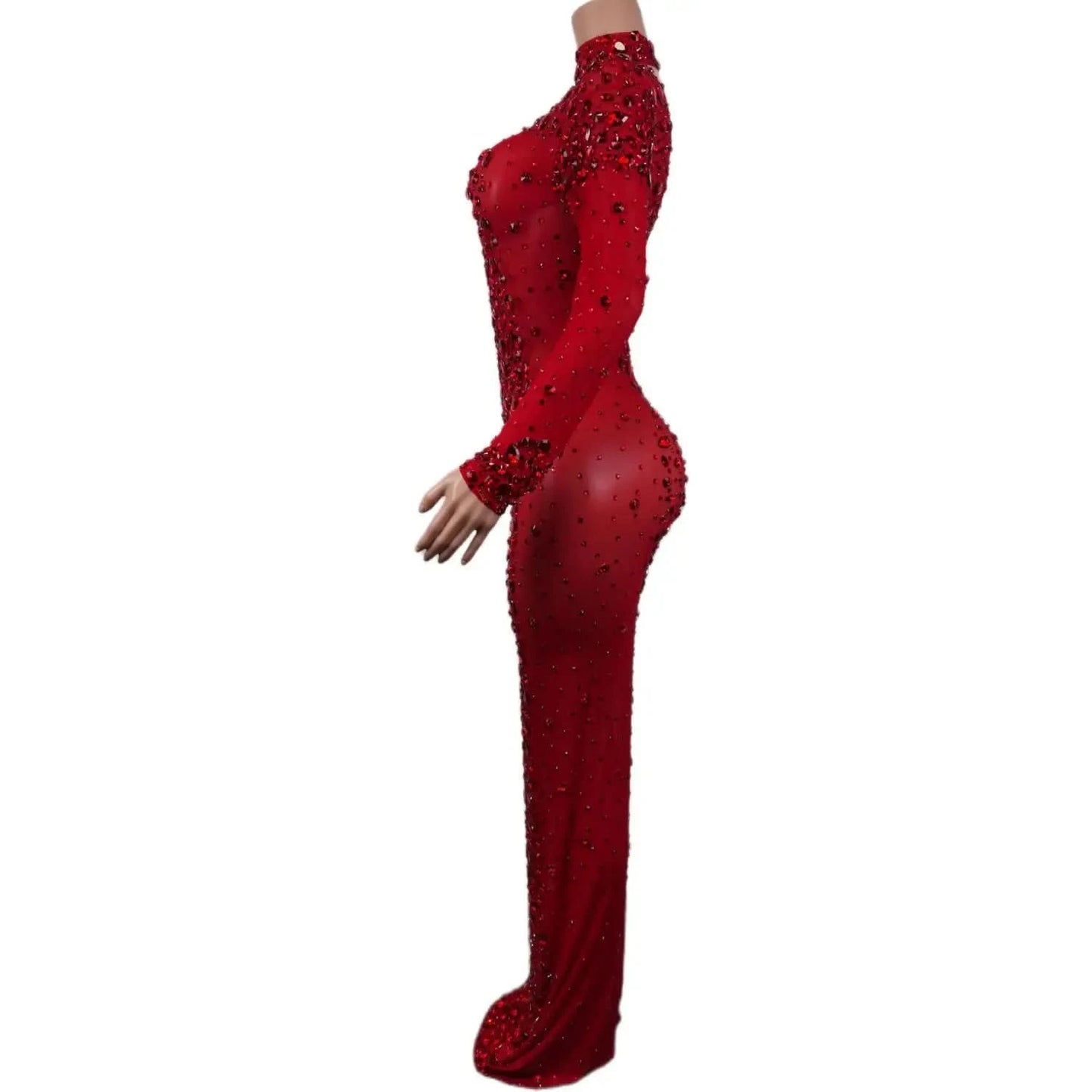 Sexy Party Banquet Evening Dresses Women Sparkly Rhinestone Long Dress Nightclub Singer Stage Costume Festival Clothing Cuixing - M & M Global