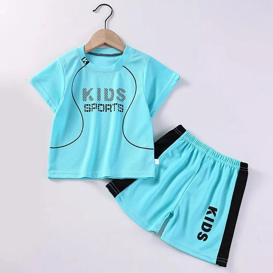 Children Summer Short Sleeve Football Basketball Suit Clothing Set Boy Girl Jersey Quick Drying Breathable Kids Sports Wear - M & M Global