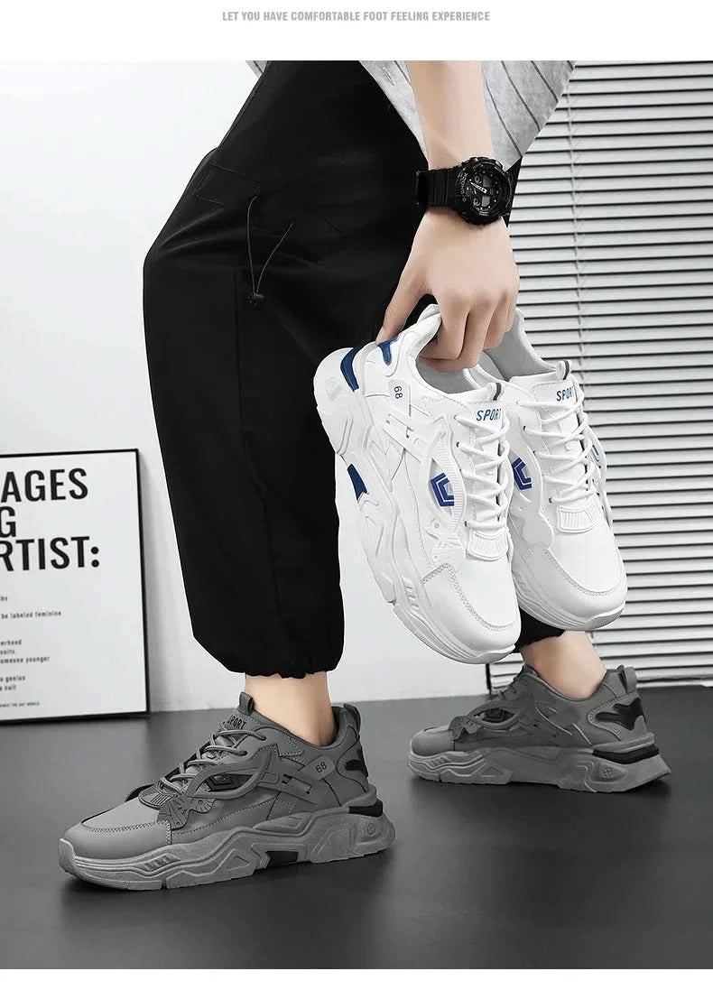 Student height increasing shoes four season new thick sole men's casual sports shoes soft sole comfortable outdoor running shoes - M & M Global