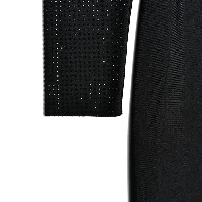 Mozision Hollow Out Sparkle Long Sleeve Maxi Dress For Women Glitter Vestidos Robe New Bodycon Shiny Night Club Party Long Dress - M & M Global